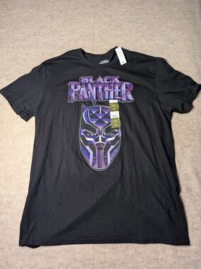Marvel Black Panther Tee - Black with Purple and Blue Print